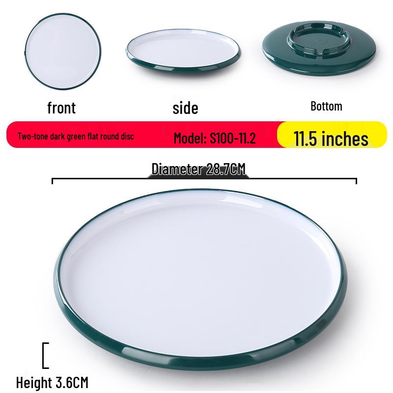 Nordic Round Melamine Shallow Plate for Buffets and Stir-Fry Dishes
