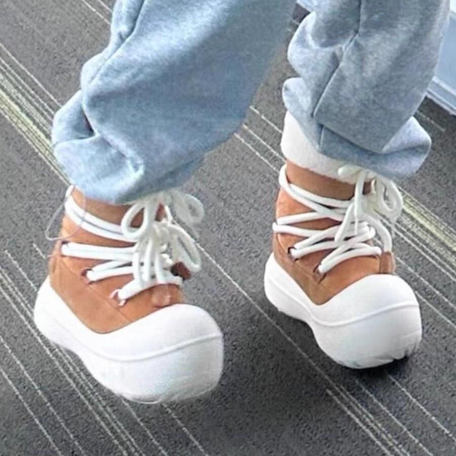 2025 autumn and winter new thin belt beaded round head warm and velvet versatile sports thick-soled non-slip women's snow boots