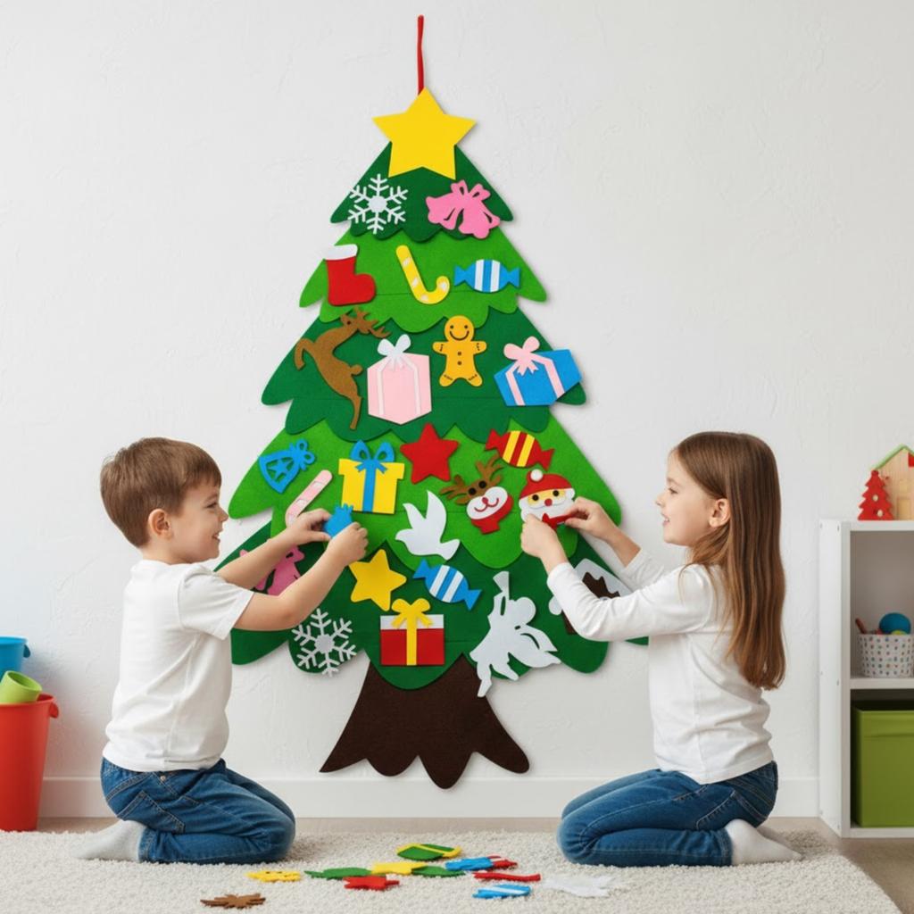 Felt Christmas tree with ornaments toy gift Christmas for children creative diy