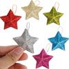 6Pcs Glitter Star Pendant Christmas Tree Hanging Decorations Plastic 5cm Stars Craft Ornament For Birthday Party Home Decoration