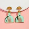Cute 3D Lemon Perfume Bottle Earrings