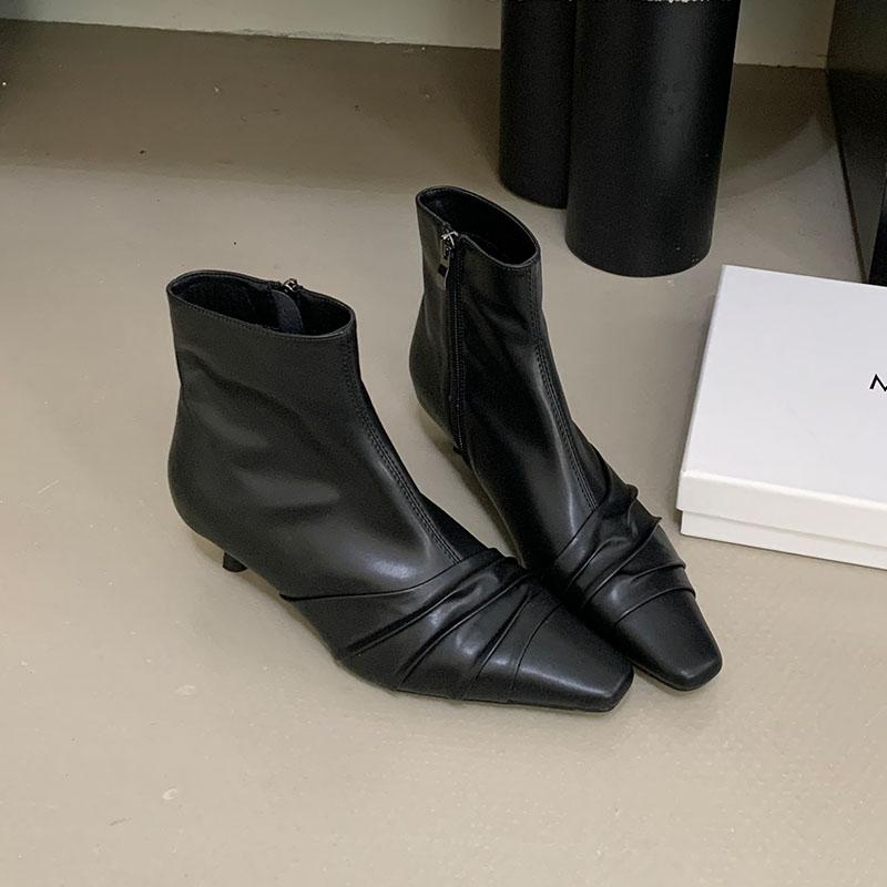 

Мода Мода Низкий каблук Женские ботильоны стрейч Застежки-молнии Обувь Острый носок Женские короткие ботинки Обувь Женские туфли-лодочки Обувь 35 чёрный