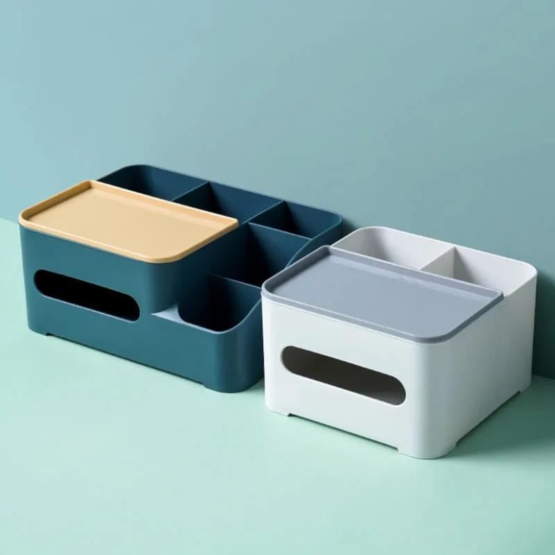 Multifunctional Tissue Storage Box Cover Napkin Holder Sundries Ontainer Stationery Organizer for Bedroom Office Bathroom Vanity