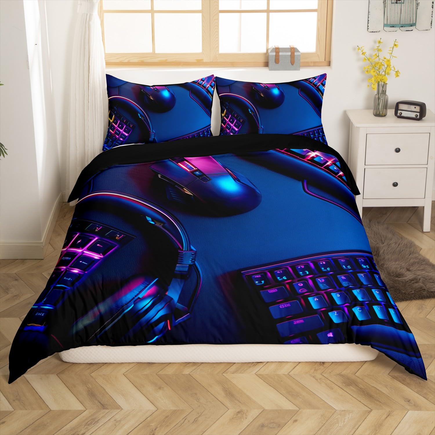 

Keyboard Duvet Cover Sets for Teens Queen Size Lightweight Down Quilt Covers Bedroom Decor 2 Pillowcases 1 Duvet Cover No Quilt EU Single(135x200cm)