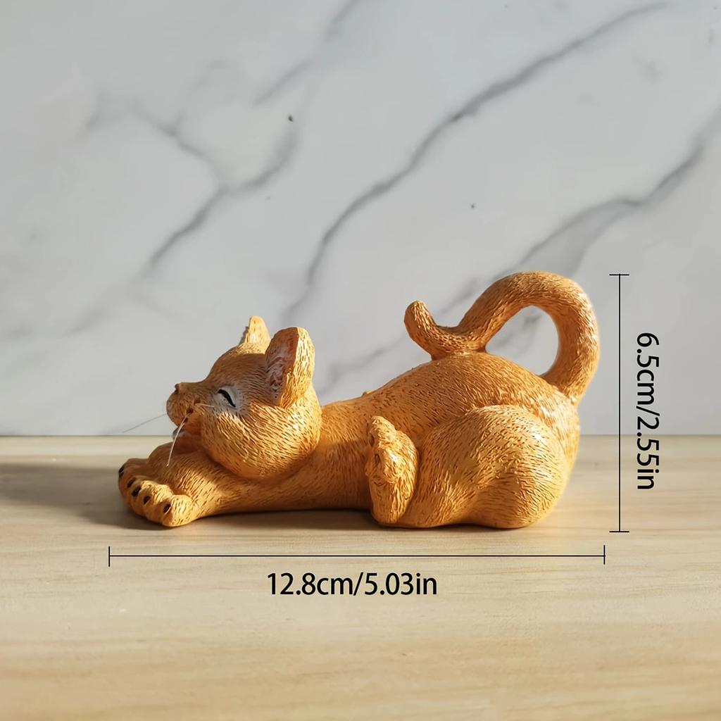 Nuovo Gatto Cartone Animato Che Si Stira Artigianato in Resina Ornamento da Scrivania