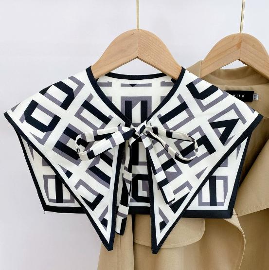 New Design Floral Shawl Fake Collar Women Detachable Collars Big Lapel False Collar Shoulder Wrap Scarf Clothing Accessories