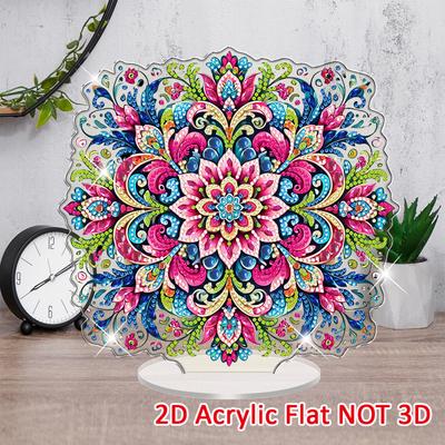 Flower DIY 2D Flat Acrylic Diamond Art Decorations Crystal Art Craft Decoration for Living Room Home Office Decoration