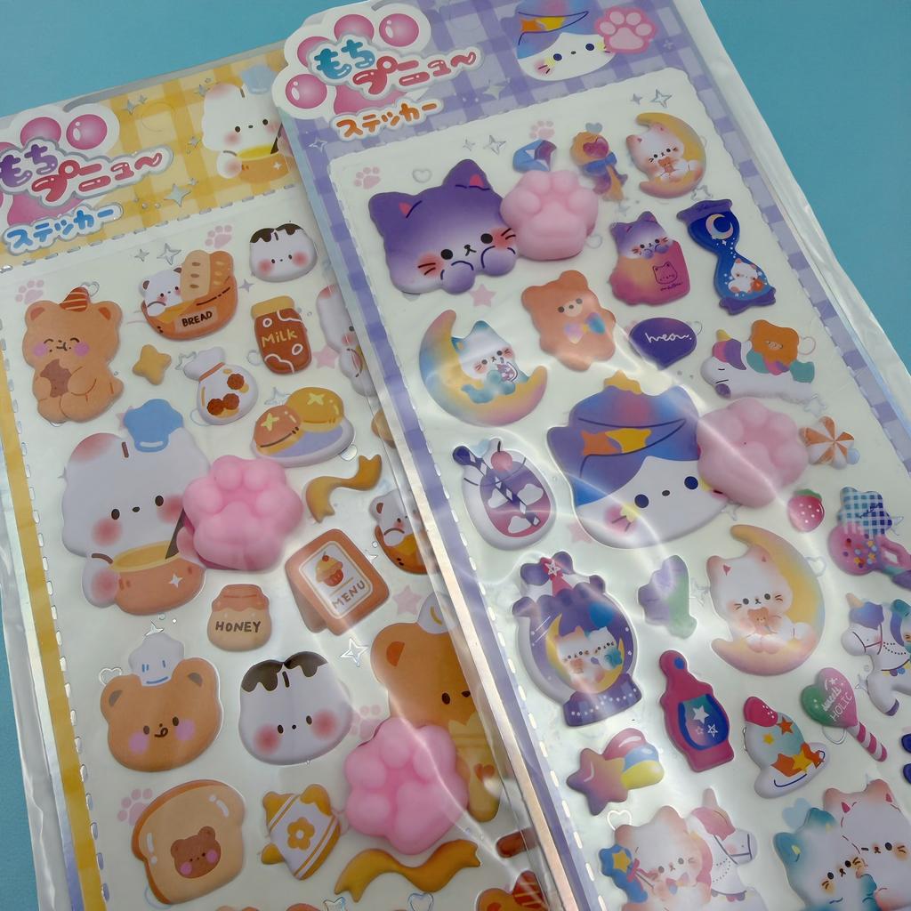 Cute Orange Cat 3D Pressable Cat Paw Puffy Bubble Stickers Self-Adhesive Kids Stationery Stickers for Journal Notebook DIY Craft