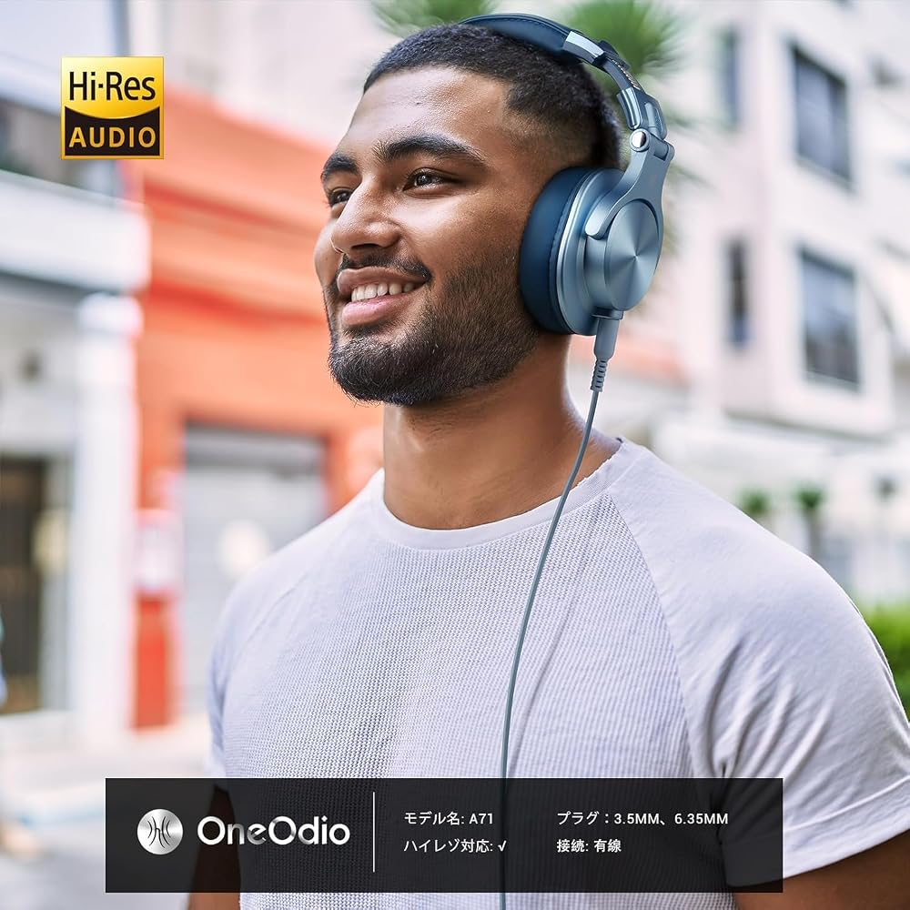 OneOdio A71 Monitor Headphones, Wired, Closed-Back, Over-Ear Headphones, Detachable Cable (3.5/6.35mm Jack), Bass-Focused, Ideal for DTM, Recording, M
