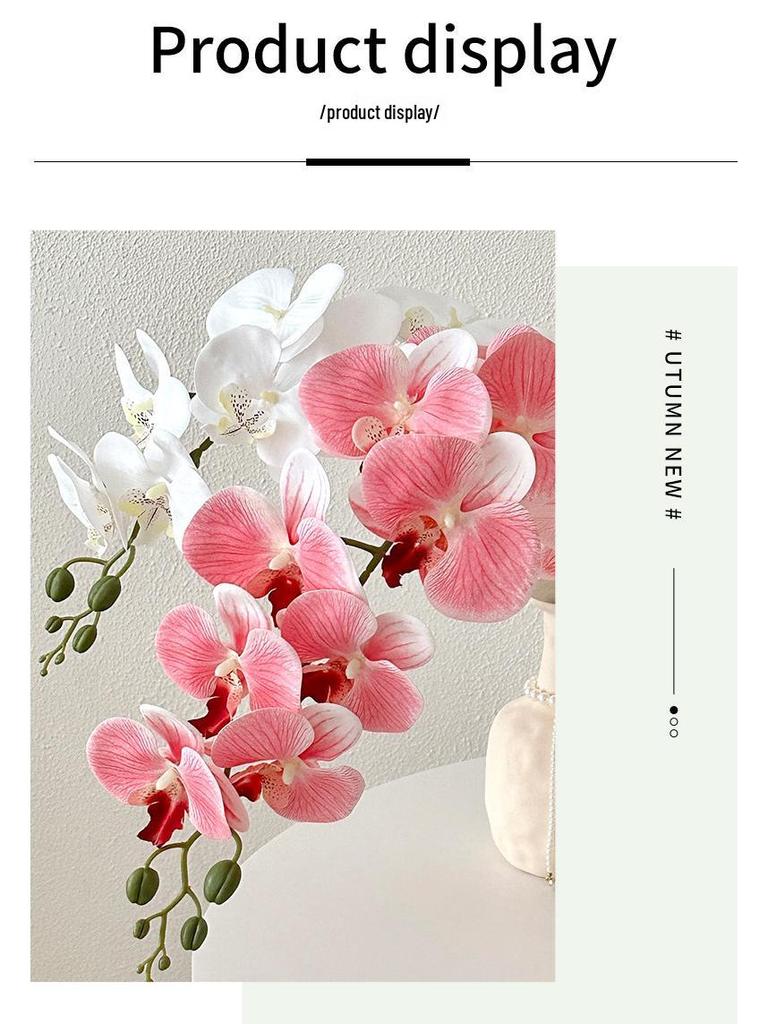 Bionic Phalaenopsis Floral Arrangement: Realistic Fake Flower Decor for Living Room or Dining Table.
