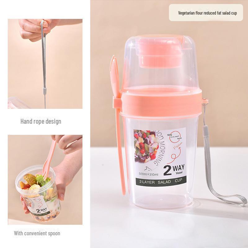 

Переносная банка Mason Jar для завтрака, салата, йогурта, фруктов, овощей, вилки и крышки 860ml розовый