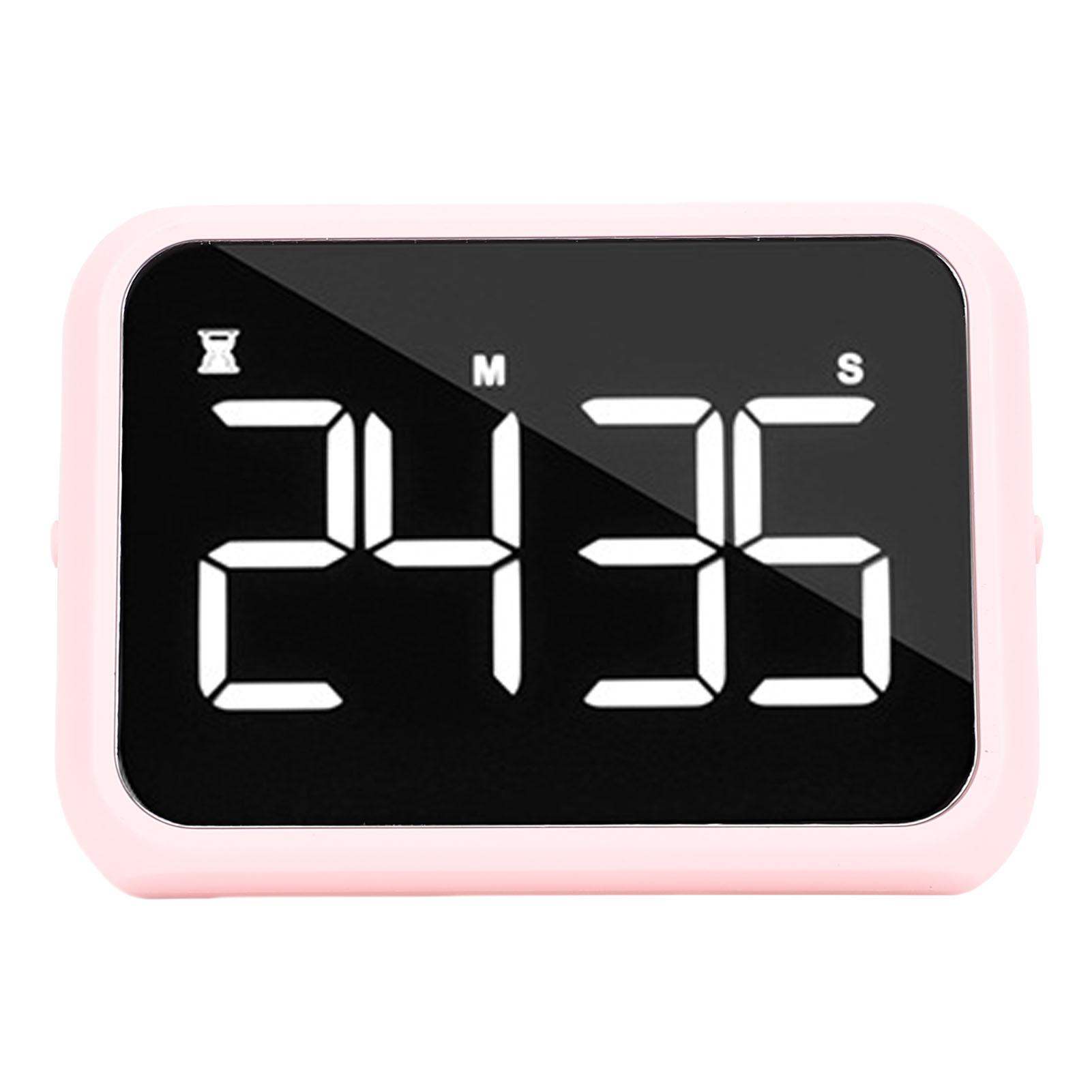 

Digital Timer 4 Inch LED Screen Adjustable Brightness and Volume Magnetic Count Down Up Timer for Study Cooking Fitness розовый