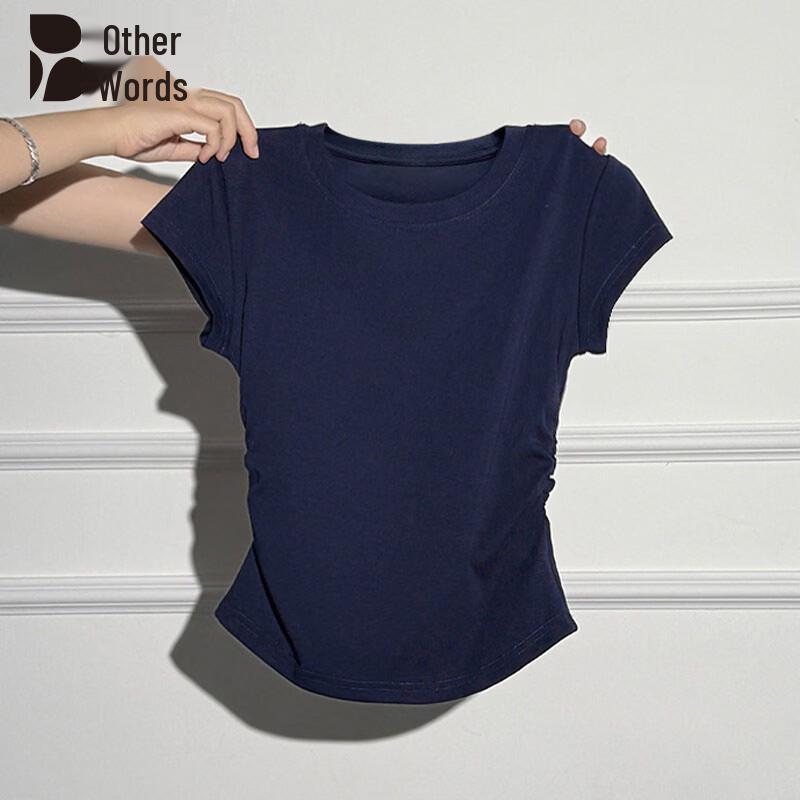 Women s Slim Fit Pleated Short Sleeve T-Shirt 2XL