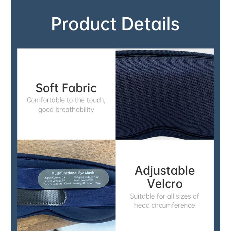 Electric Vibration Eye Massager Heated Eye Mask Wireless Relieve Eye Strain Dark Circles Dry Eye Fatigue Relief Sleeping Mask