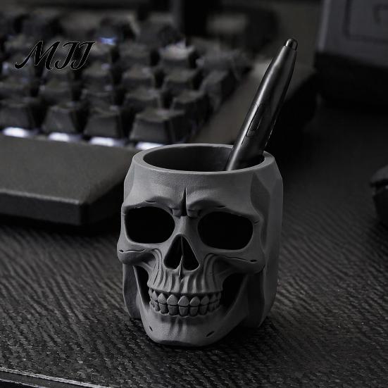 Matte PLA Schreibtisch-Organizer Totenkopf-Form Stifthalter, Große Kapazität Schreibtisch-Organizer, für Gaming-Tisch Finish Aufbewahrungsbecher Stifte Und Schreibwaren