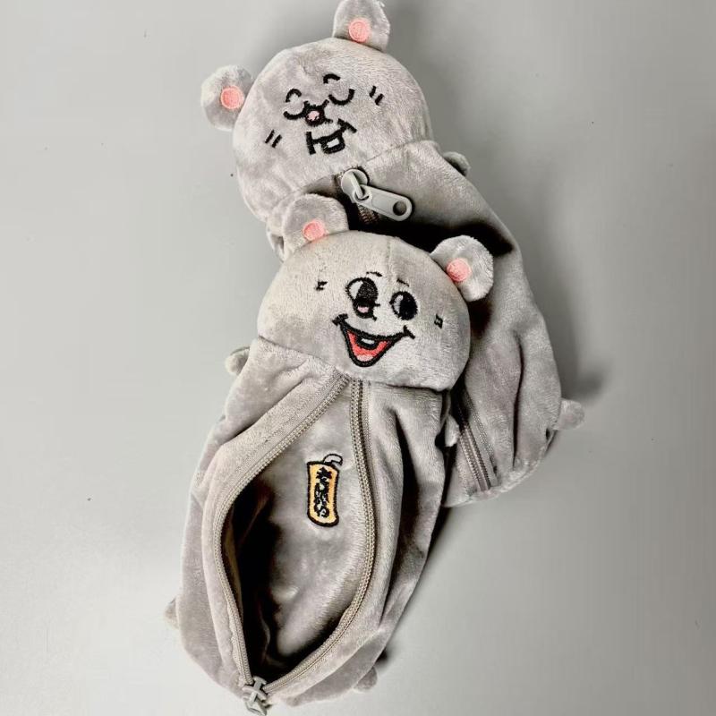 

Cartoon Smiling Mouse Plush Pencil Case Cute Student Stationery Bag Large Capacity Storage Bag