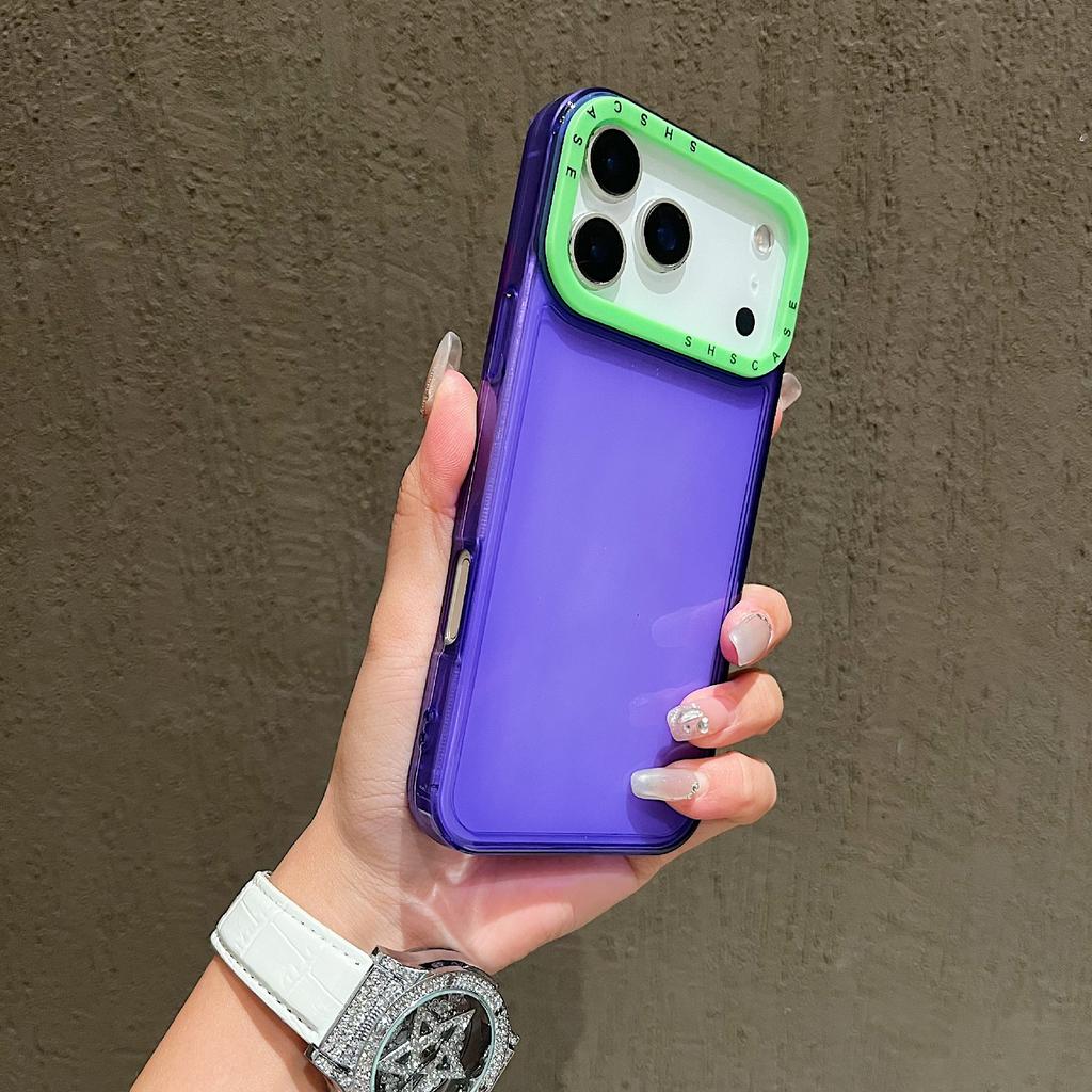 For iPhone 17 Pro Max Case Clear Contrasting Colors Shockproof TPU Phone Back Cover