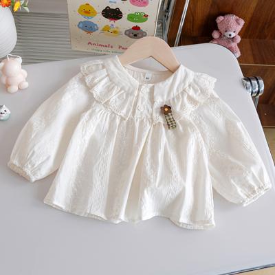 Girl's Spring Lace Doll Collar Shirt, Baby's Autumn Sweet and Fresh Korean Version Top