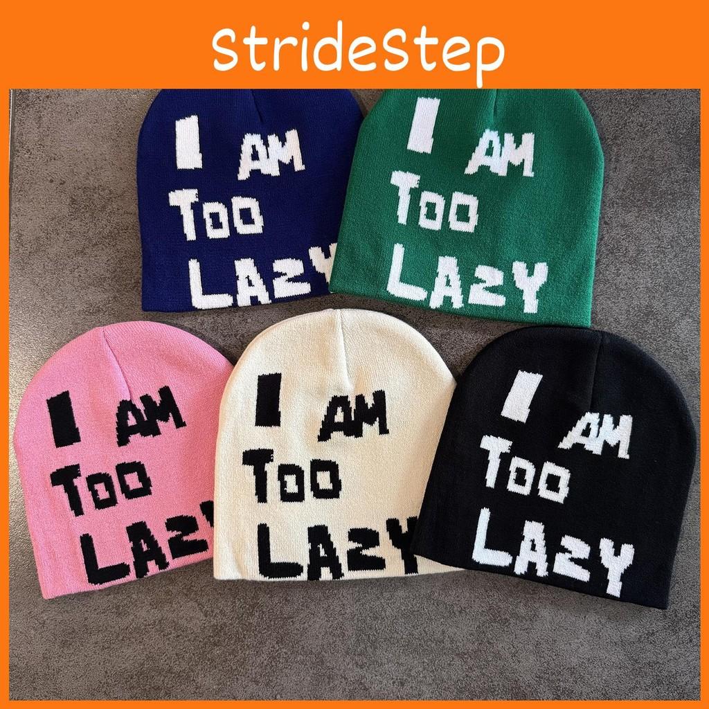 I Am Letter Too Lazy Embellishment Retro Streetwear Warm Wool Hat Knit Couples
