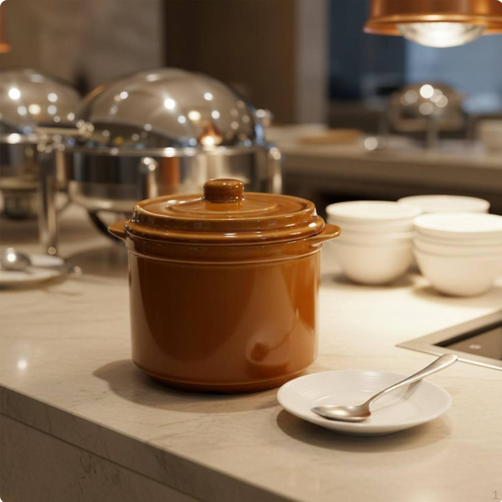Ceramic Stew Pot with Lid Single Serving Individual Soup Crock Heat Resistant Double Handle