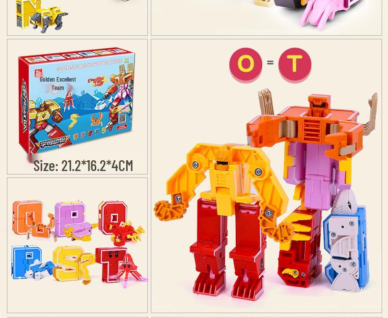Power Rangers Alphabet & Number Transforming Robot Building Blocks Toy Set for Kids