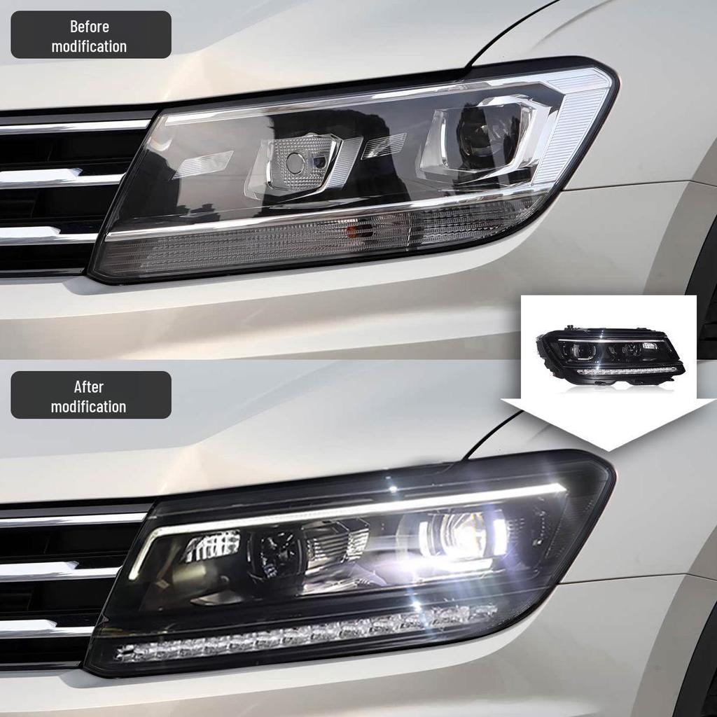 17-21 VW Tiguan L Headlight Kit: Premium LED Lens, DRL & Sequential Turn Signals