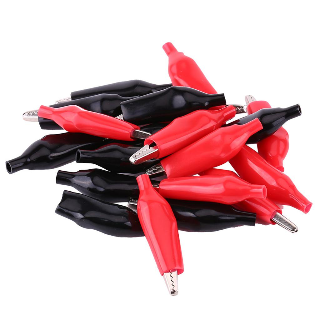 20pcs 45MM Metal Alligator Clip Crocodile Electrical Clamp for Testing Probe Meter Black&Red