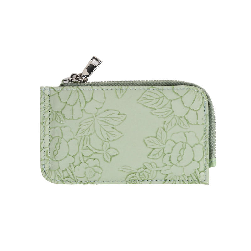 Card Holder Multiple Card Slots Zipper Card Bag Embossed Design Large Capacity Coin Purse Card Bag Wrist Strap Hand-Held Bag With Key Ring