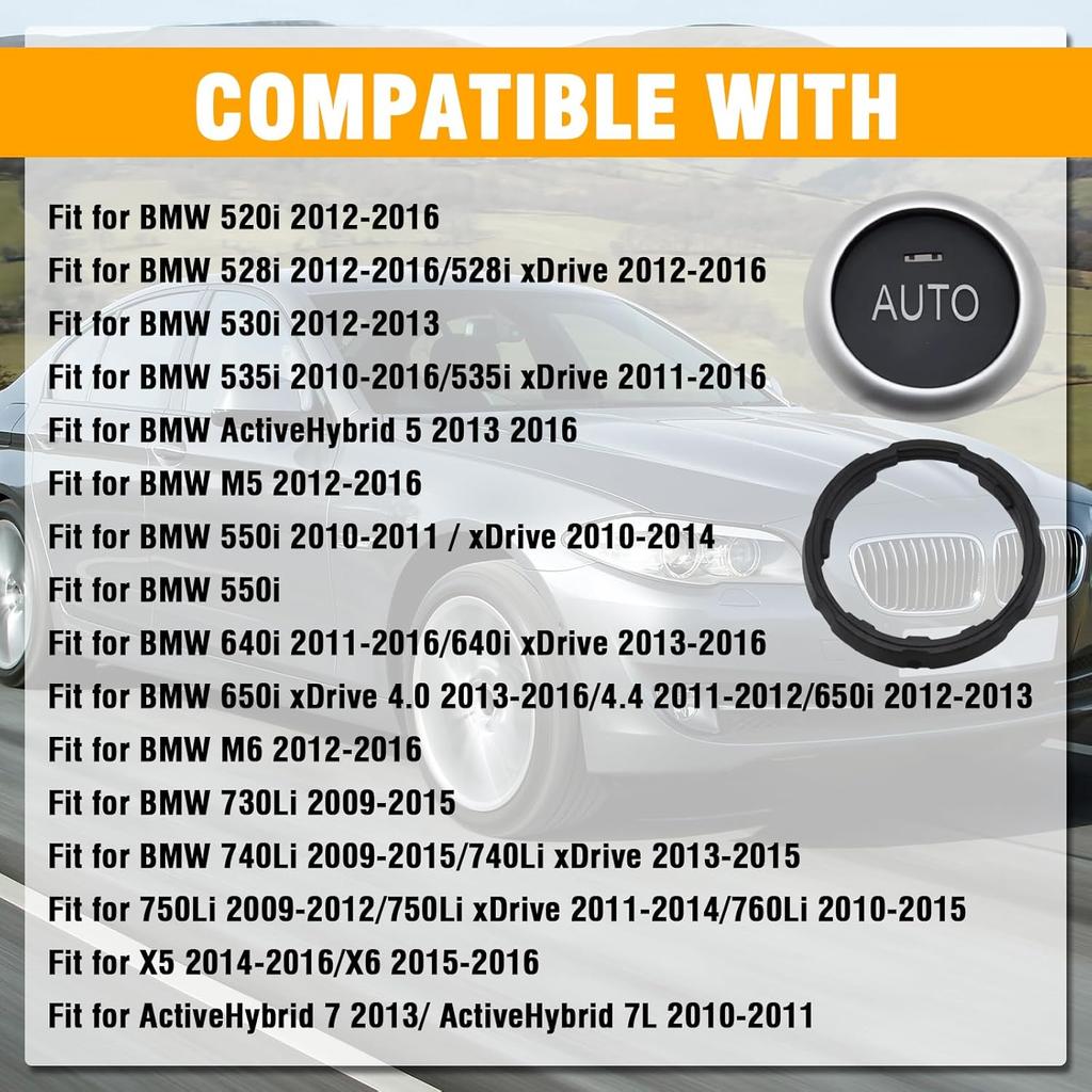 2Pcs Front/Rear AC Climate Control Knob Button Cover Compatible with BMW 5 6 7 Series X5 2014-2018 X6 2014- Replace for 61319393931