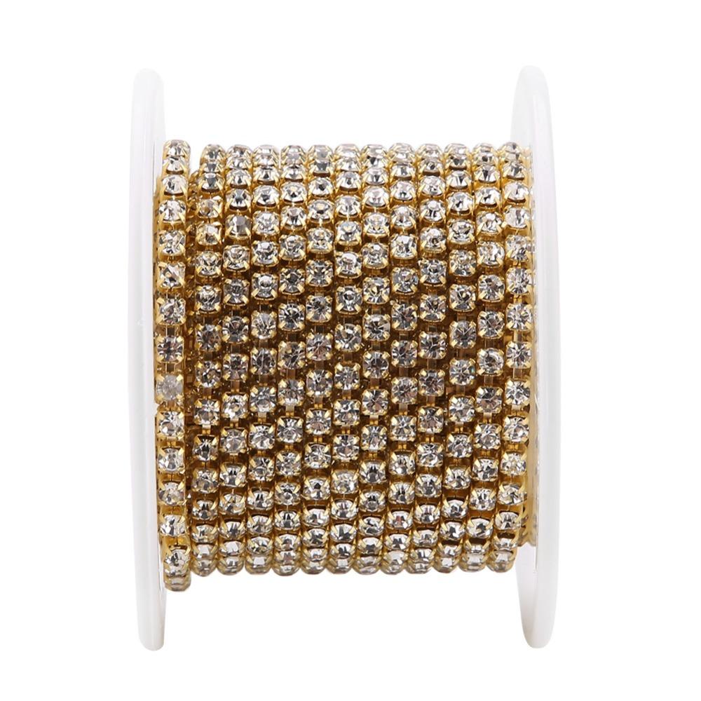 1pcs SS12 Rhinestone Chain Roll 10 Yards Close Cup Chain Trim Crystal Rhinestone Chain Sewing