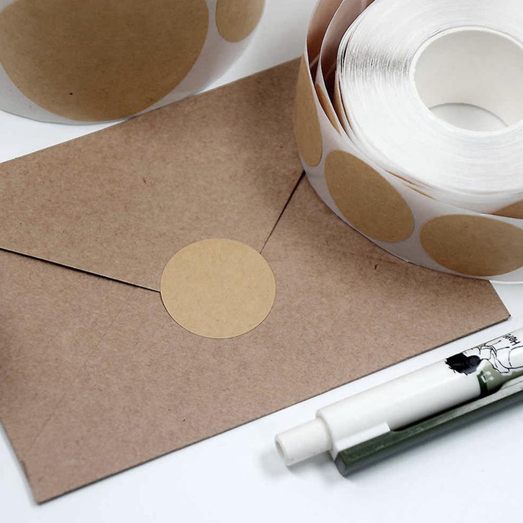 500pcs Roll Of Brown Kraft Round Craft Sticker Adhesive Labels For DIY Projects And Holiday Celebration Strong Adhesion