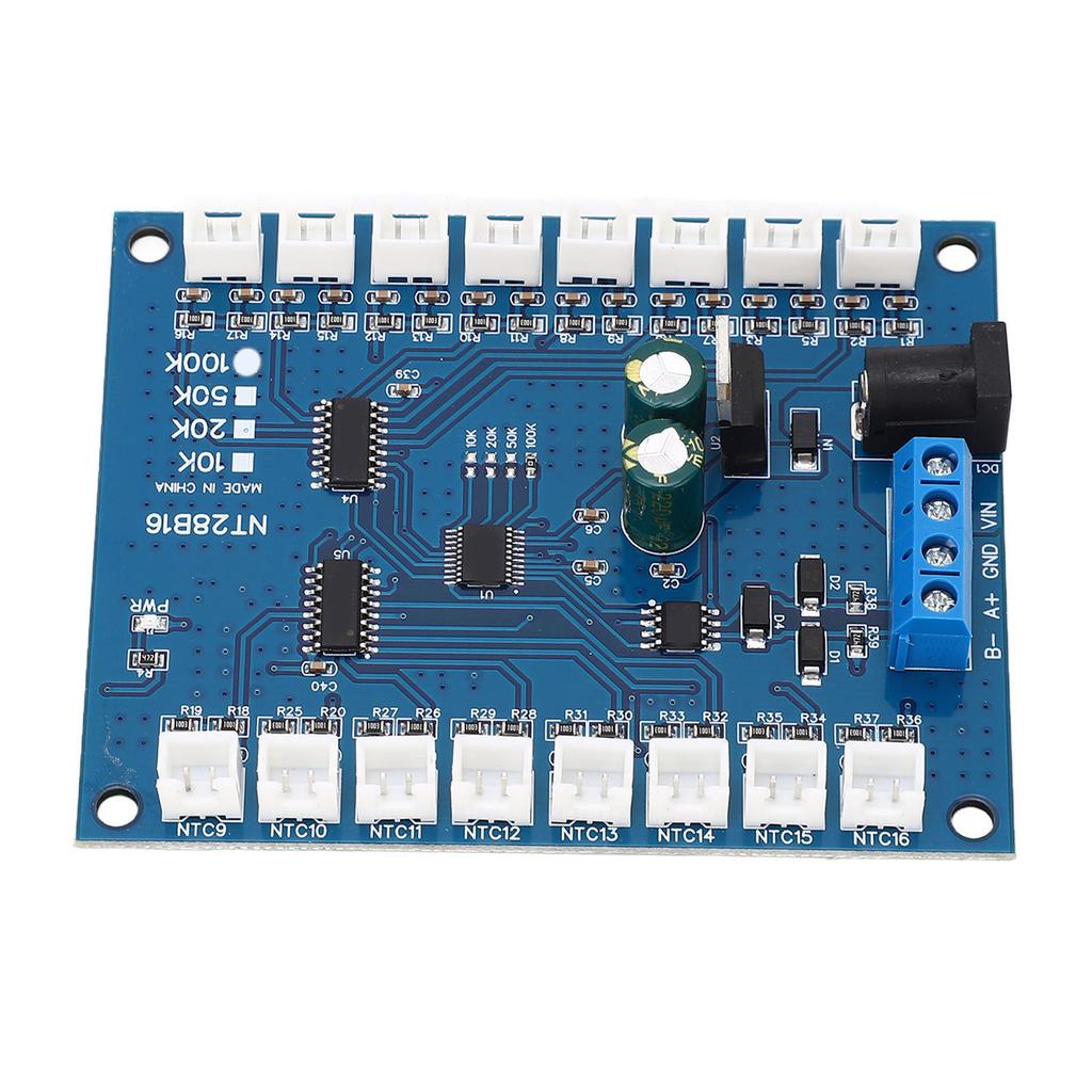Temperature Sensor Module 16 Channels RS485 ‑20 celsius to +125 celsius Temp Measurement Board for B3950 1percent