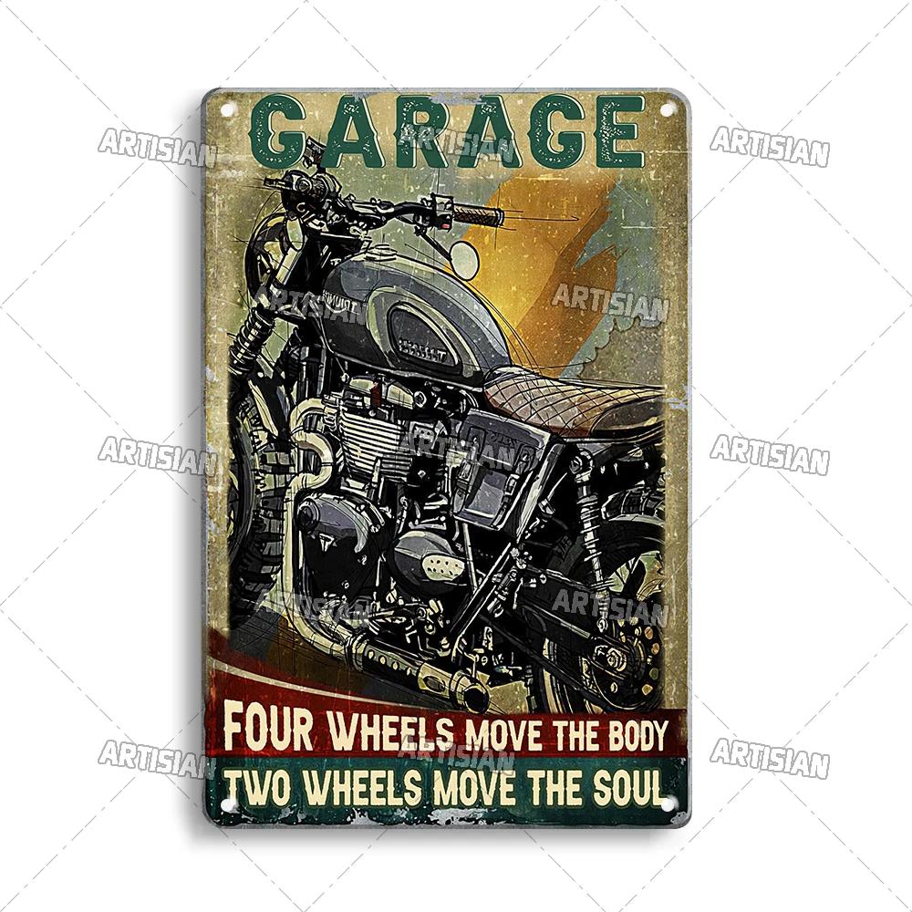 

ARTISIAN Іржавий Мотоциклетний Гараж Стіна Металева Бляшана Вивіска Вінтажна Декоративна Тарілка Чоловіча Печера Металева Табличка Клуб Студія Індустріальний Декор 20x30cm