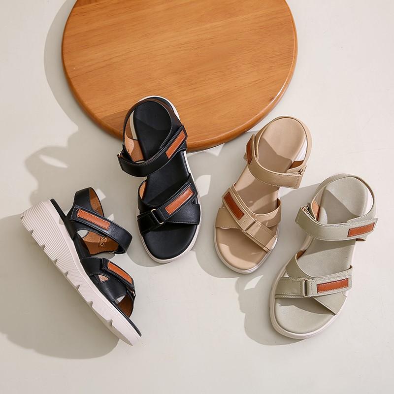 Fashion Women's Sandals Summer 2025 Casual Non-Slip PU Light Comfort Elastic Soft Hollow Platform Wedges High Heels Beach Shoes Woman