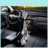 Alloy Metal Crystal Car Rearview Mirror Pendant Decoration Simple Style Various Colors