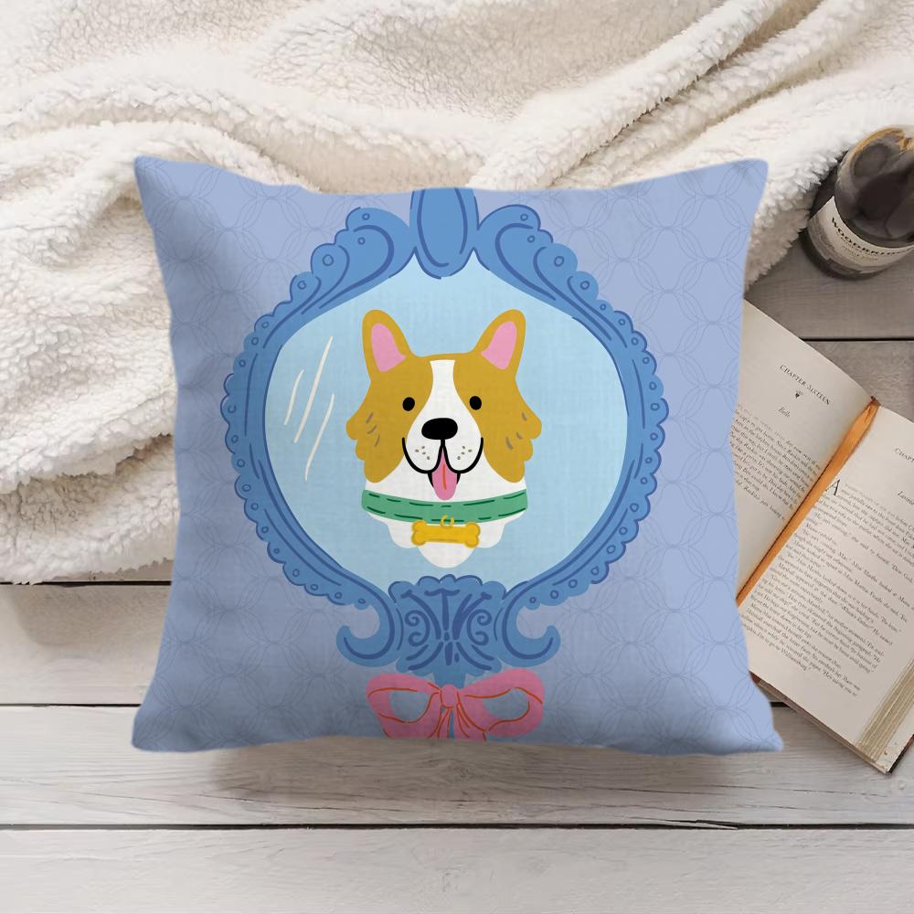 Cute Caroon Cat Portrait Cushion Cover Silky Short Plush Invisible Zipper Dustproof Sofa Pillow Case For Home Decor