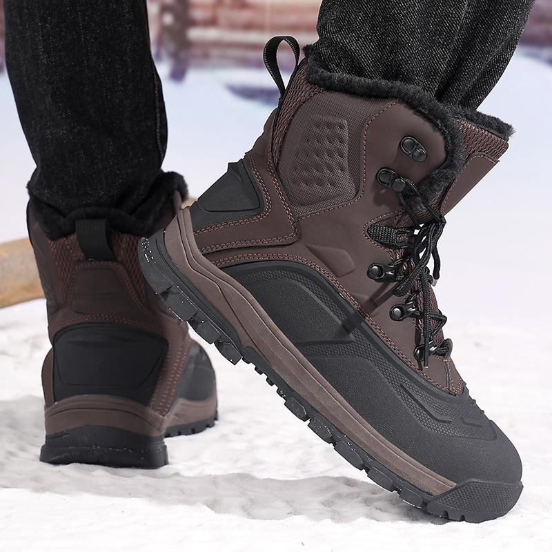 TUINANLE Winter Hiking Boots for Men Outdoor Mountain Climbing Shoes Wear-resistant Camping Trekking Sneakers Plush