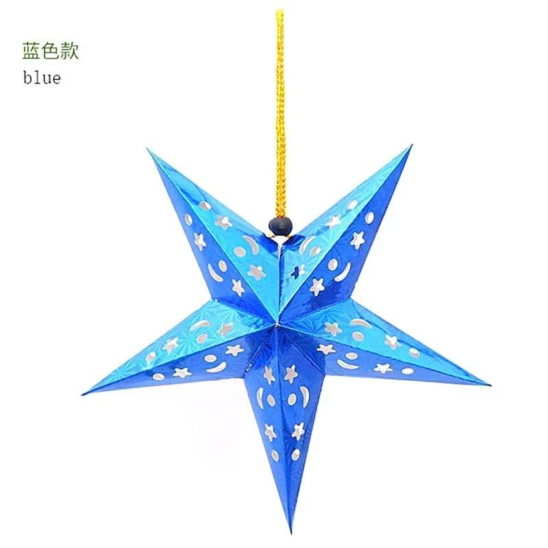 Christmas Star Decoration Three-dimensional Laser Five-pointed Paper Five-star Pendant 30cm