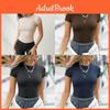 T-shirt da ragazza con costine spesse in maglia francese per la moda streetwear