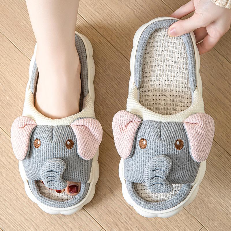 Fashion Elephant Casual Women's Slippers Home Luxury Designer Woman Shoes Flat Spring Fashion Hemp Casual Slides Indoor Elegant Footwear