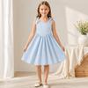 Girls' Dress New Spring-Summer Style European And American Fashion Bow Strap High-End Jacquard Waist-Cinching Princess Dress