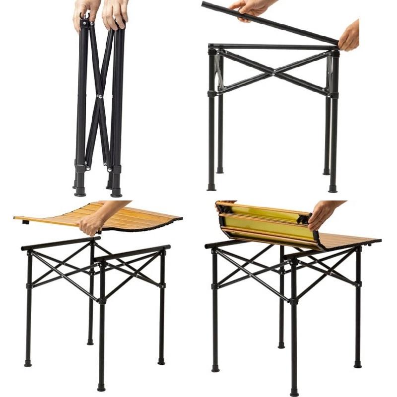 Outdoor Camping Equipment Nylon Folding Desk 50-80CM Height Adjustable Lifting Table