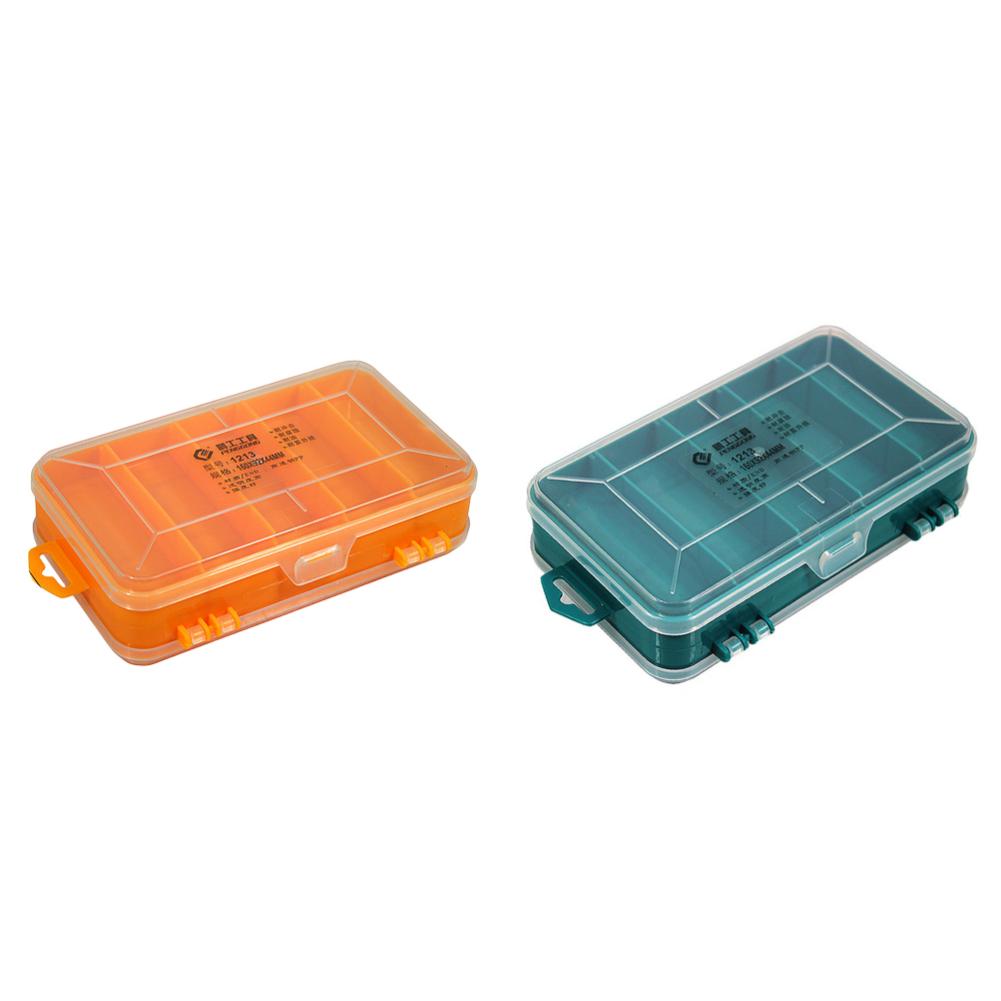 2Pcs Double-Side Hardware Organizer Box Transparent Plastic Tools Box Multifunctional Rectangle Box for Electronic Parts Screw