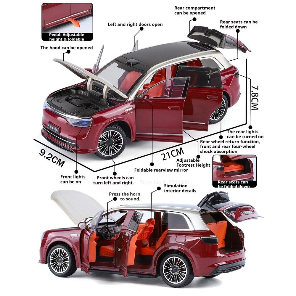 1:24 AITO M8 NIO ES8 New Energy Car Model Toy Wheel Steering Doors Opened Vehicles Models Music Light Toys Collectible Item