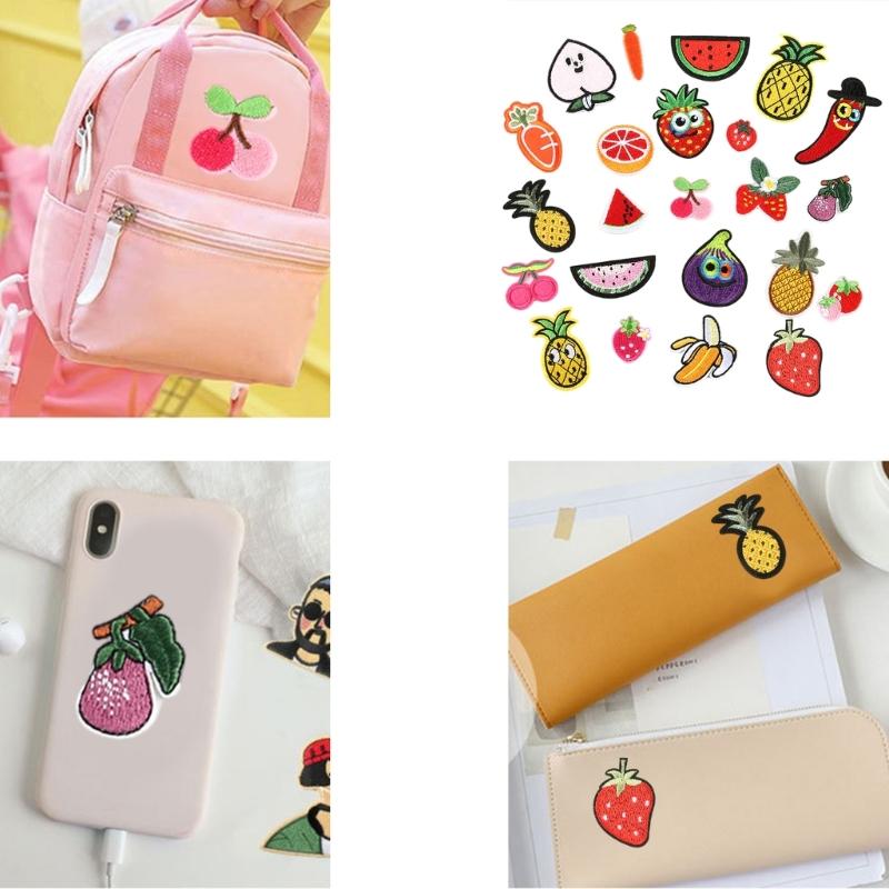 23 Pcs Banana Sewing Patches Strawberry Applique Patches Embroidered Patches Fruit Iron On Patches Repair Patches