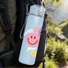 1PC Colorful Smiley Face Trio 750ml Color Plastic Sports Water Bottle Leakproof Flip Straw Lid Suitable for Sports Office Home Use