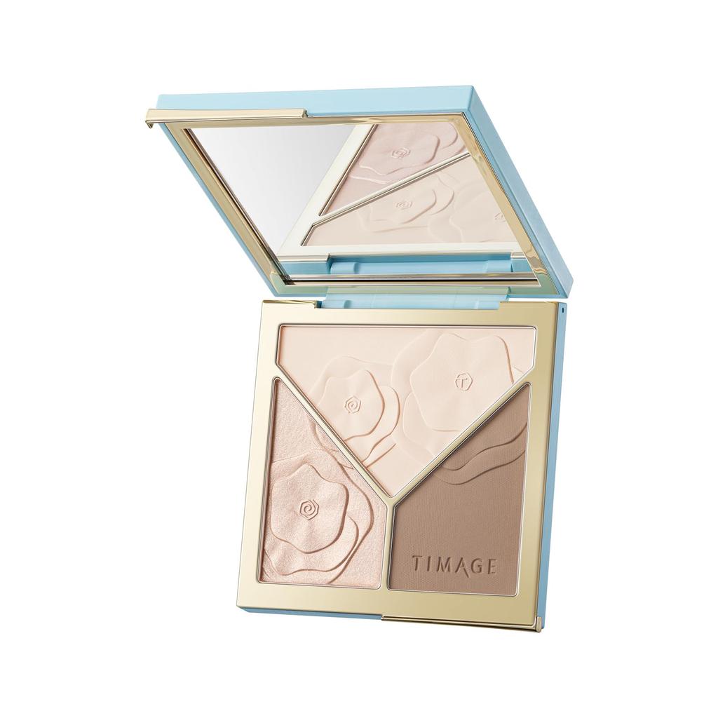 TIMAGE Bronzer Highlight Shading Matte Highlight Powder Nose Shadow Shading palette for creating 3D contours 17 grams 3-in-1 Three-color (02)