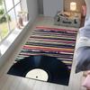 [Durable Polyester Rug] Large Polyester Non-Slip Area Rug with Vinyl Record Design | Durable Crystal Velvet Carpet Mat for Livin