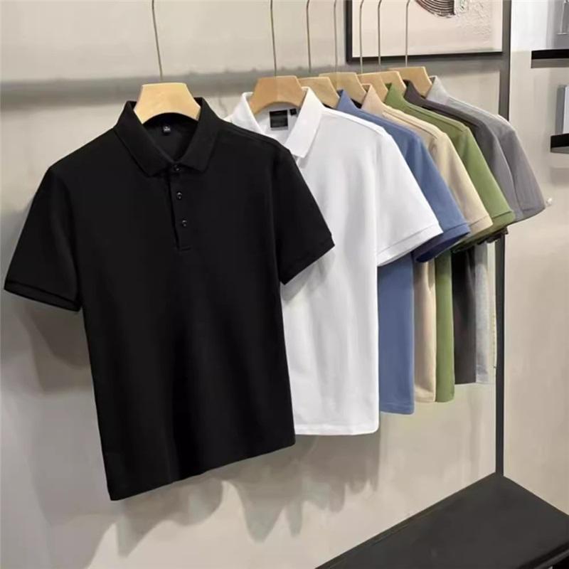 Men's Polo Shirt Summer New Short Sleeve Solid Color Turn-down Collar Casual Slim Fit Tops