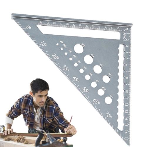 Fonney Large Triangle Ruler, Woodworking Triangle Ruler, Aluminum Alloy Precision Triangle Ruler, Wear-Resistant Triangle Ruler for Hobbies, Thick Tri